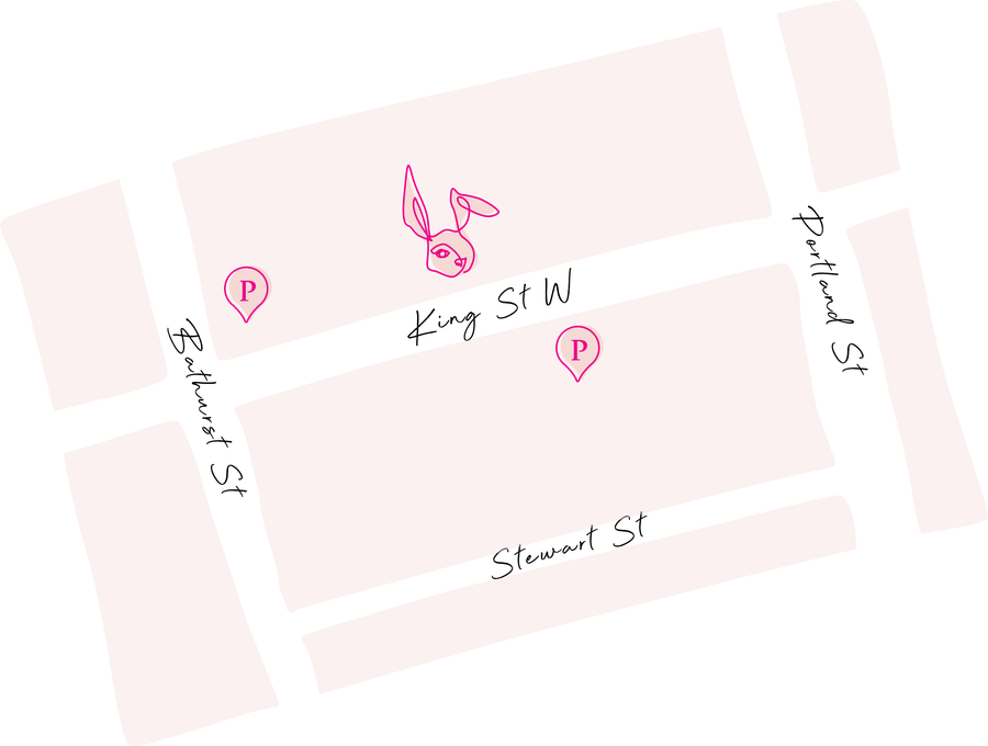 Map of Lapinou on King St W between Bathurst St and Portland St, with nearby parking
