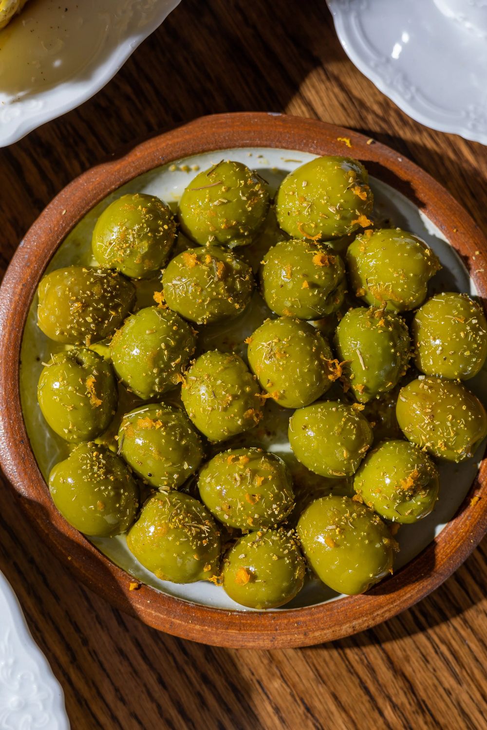 Marinated green olives at Lapinou Bistro